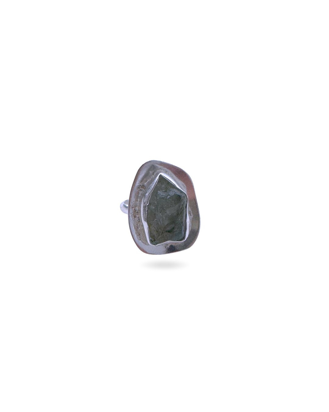 Anillo Tetis plateado con aguamarina en bruto