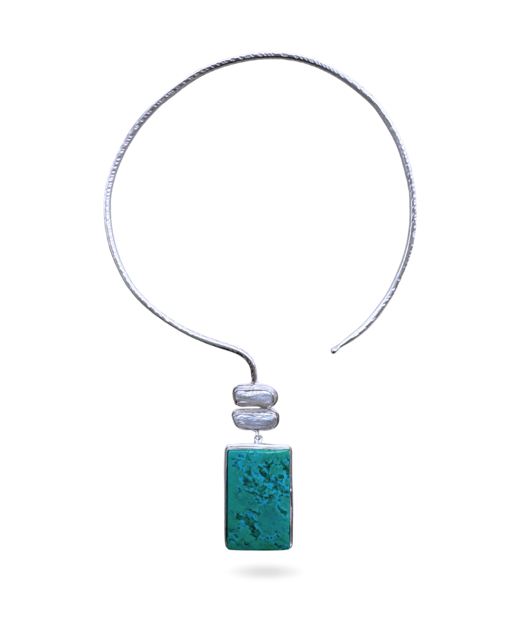 Choker Afrodita plateado con perlas y turquesa
