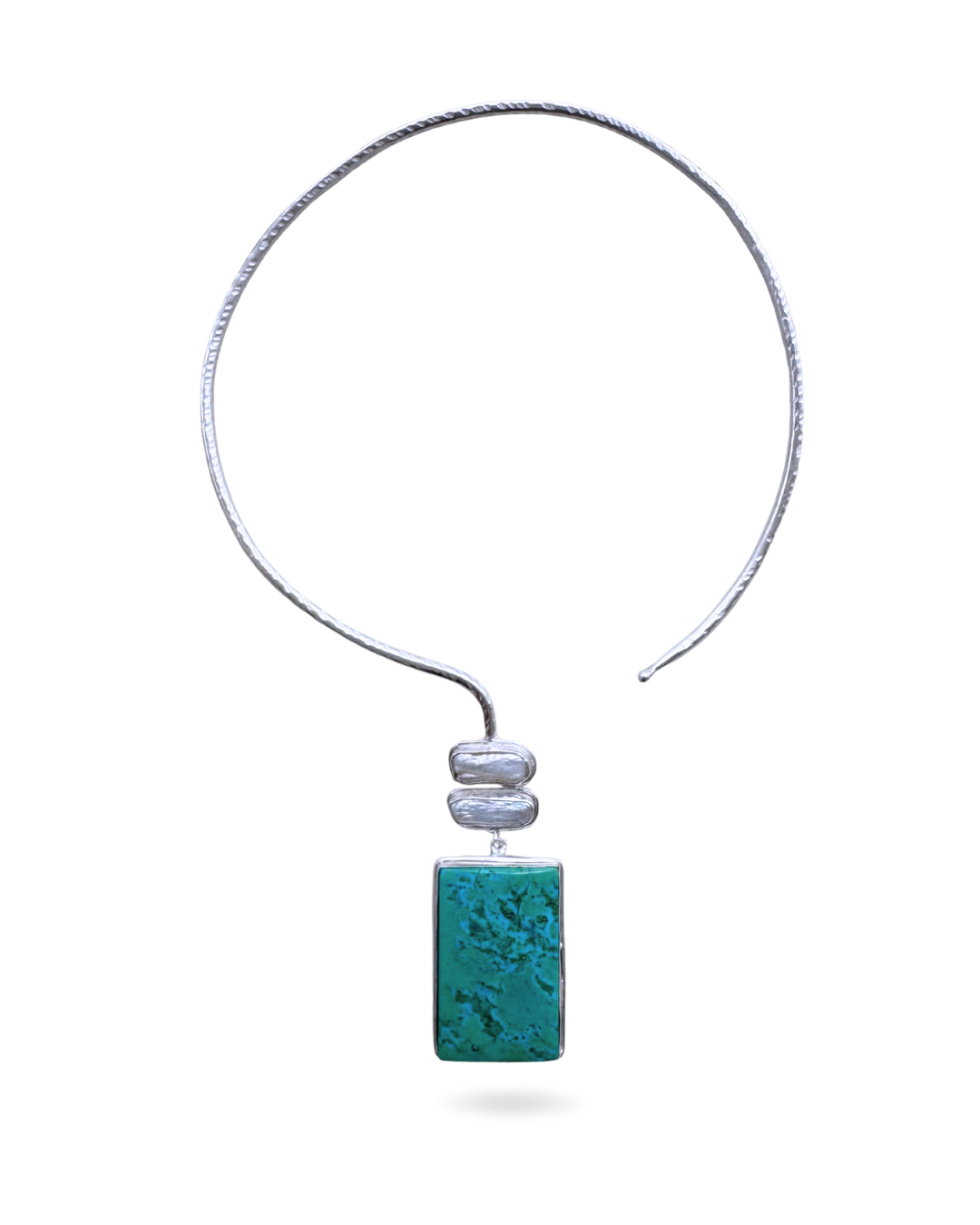 Choker Afrodita plateado con perlas y turquesa