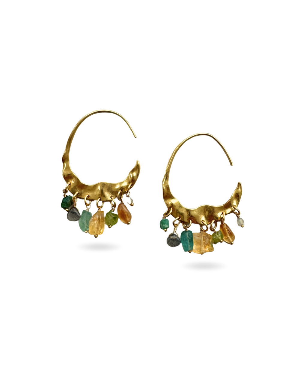 Pendientes Flora dorados con piedras naturales