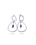 Pendientes Circe plateados con amatista en bruto