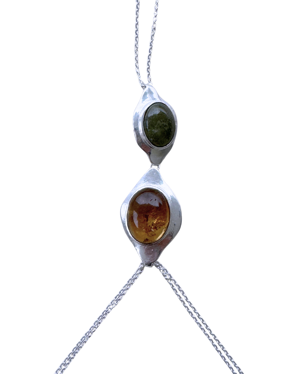 Body Chain Deméter plateada con vesonita y citrino