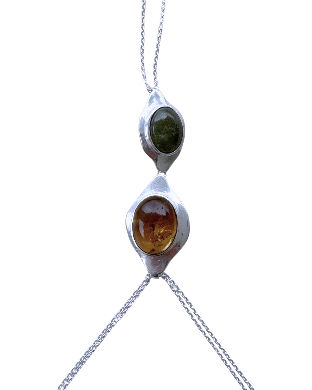 Body Chain Deméter plateada con vesonita y citrino